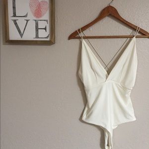 White V-neck Bodysuit